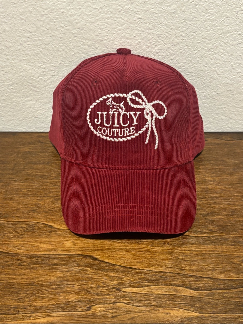 Juicy Couture Burgundy Corduroy Logo Cap